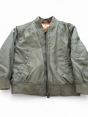 H&M Reversible Olive Green Jacket with Bright Orange Lining 3T